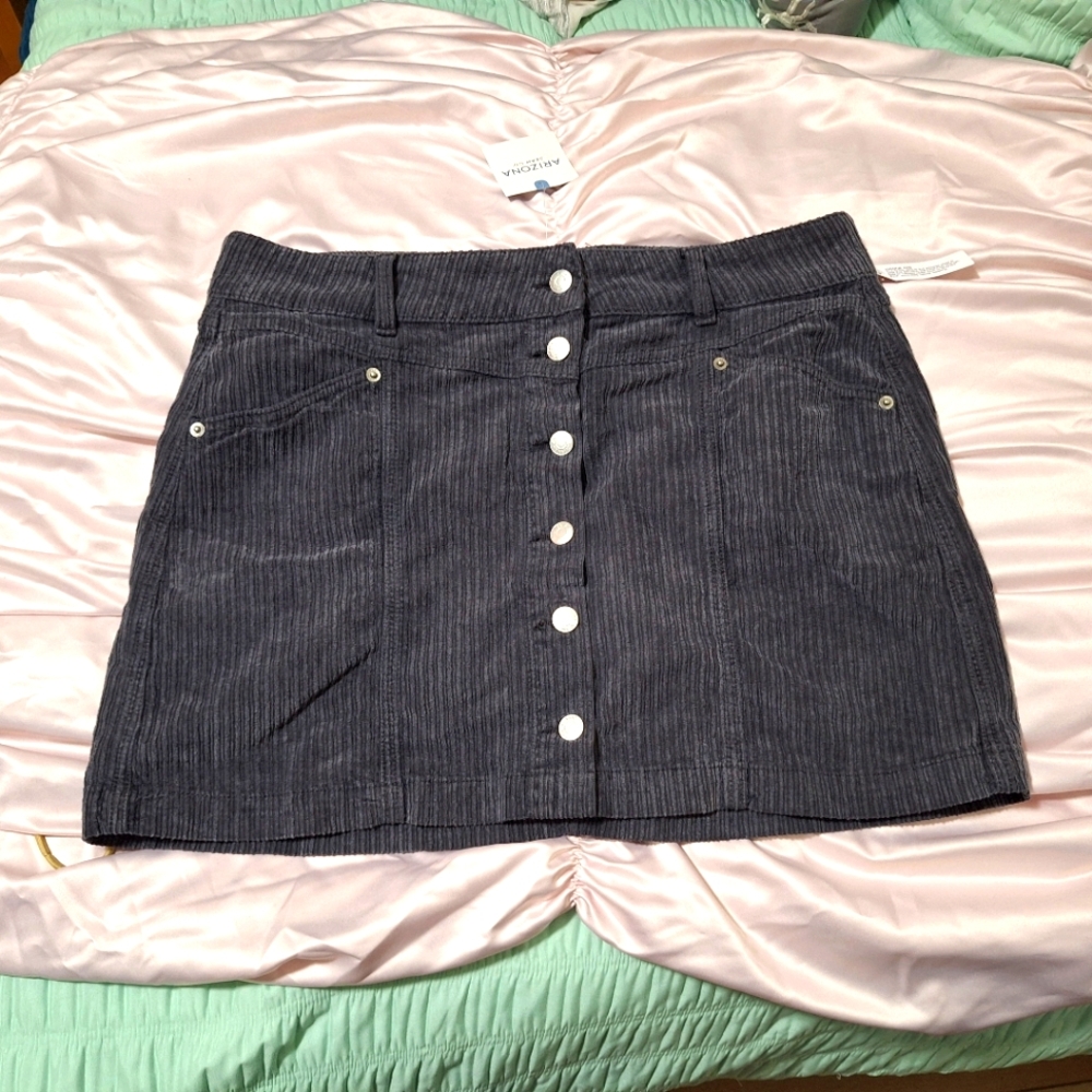 Arizona corduroy button-front skirt charcoal gray Juniors size 19
